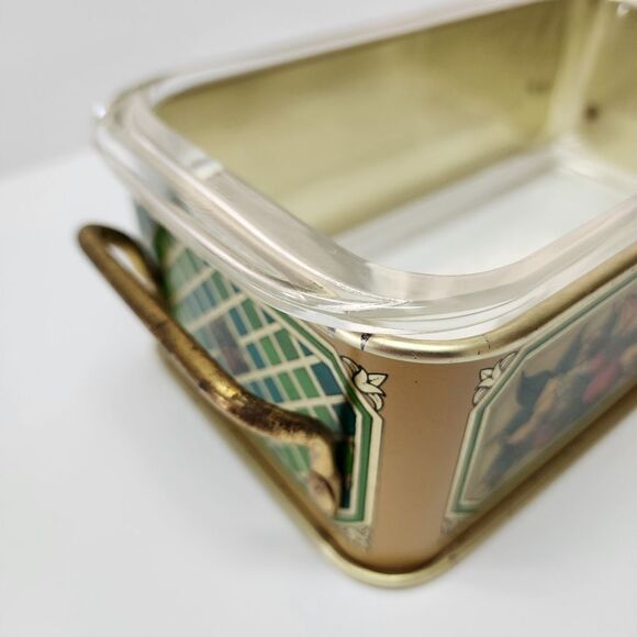 Vintage 1981 Teleflora England Harvest Metal Holder with a Pyrex 213 1.5-quart - Picture 2 of 7